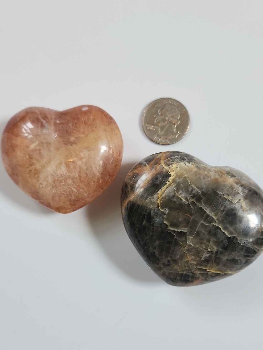 Polished Heart Crystal Pair